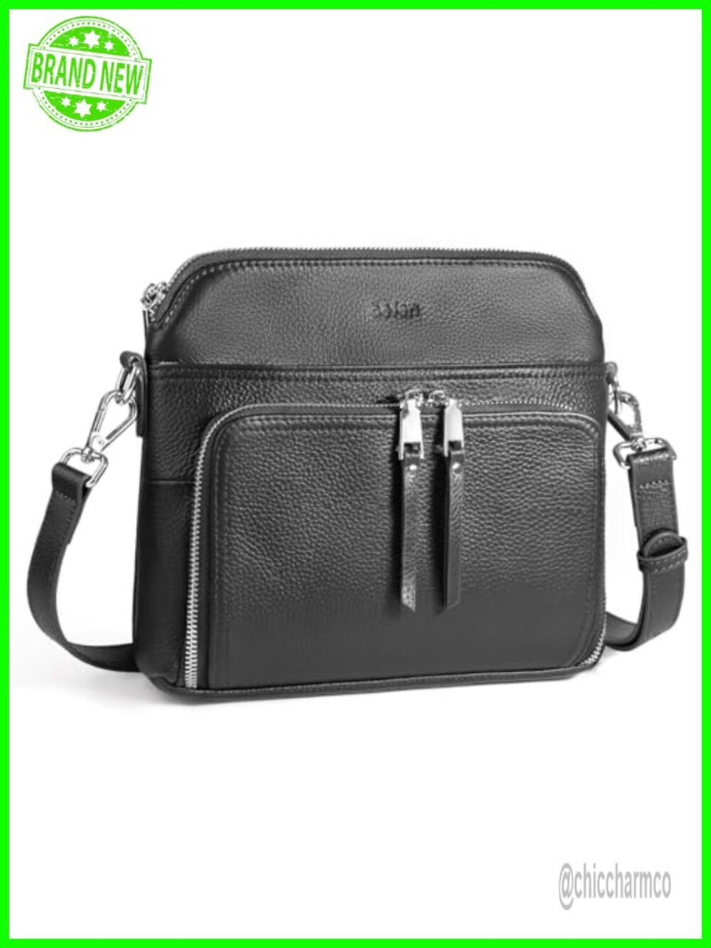 Genuine Leather Crossbody Bag with Built-in RFID Wallet Small Shoulder Purse